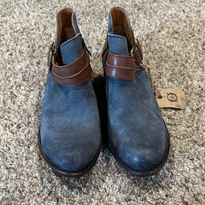 Born Blue and Brown Ankle Boots